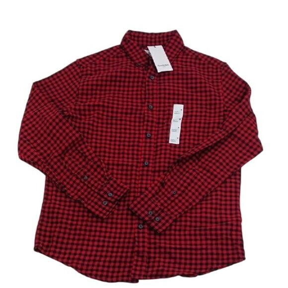 Goodfellow & Co Casual Button Down Shirt Red Black Mini Check Lumbarjack Size M - Picture 1 of 6